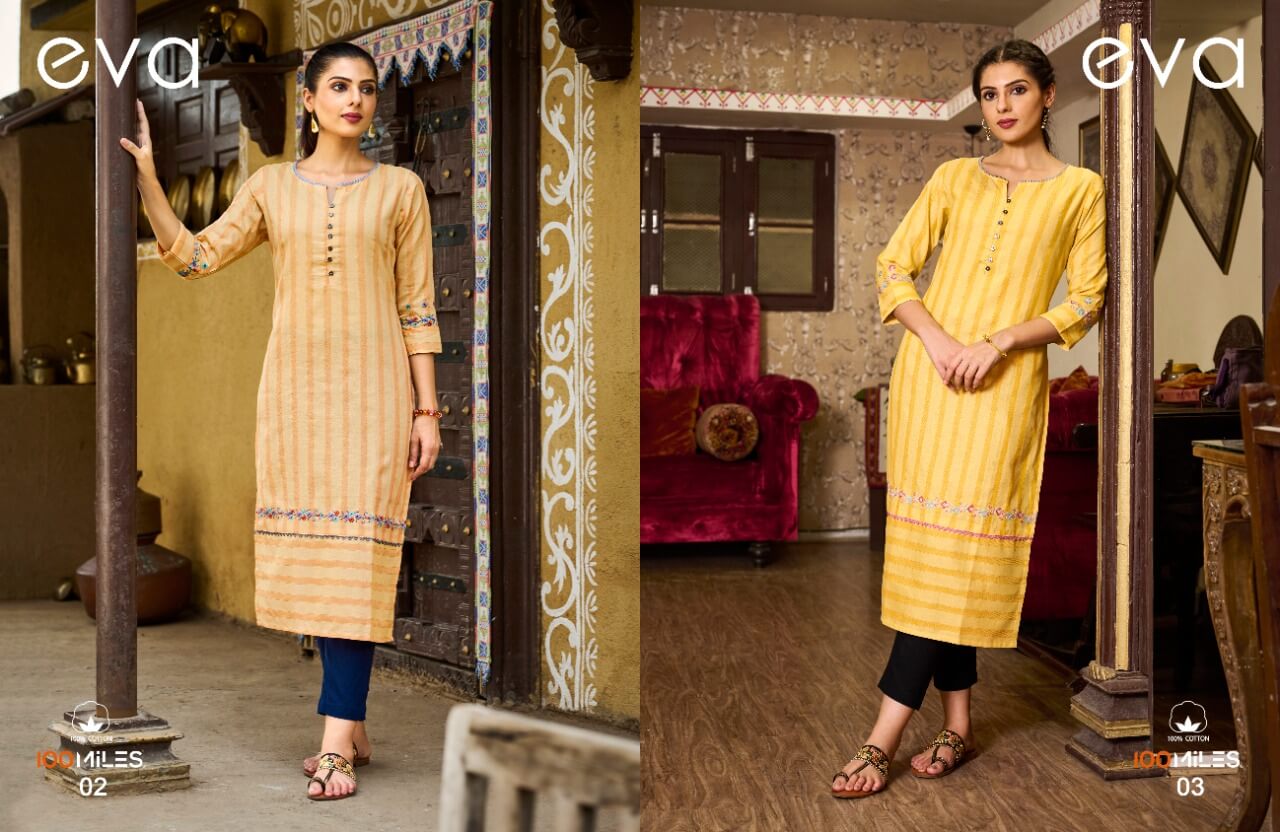 100Miles Eva Cotton Kurtis Catalog collection 1