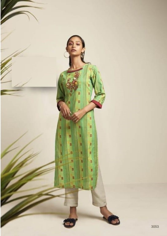 Four Buttons Green Straight Cut Single Kurtis collection 2