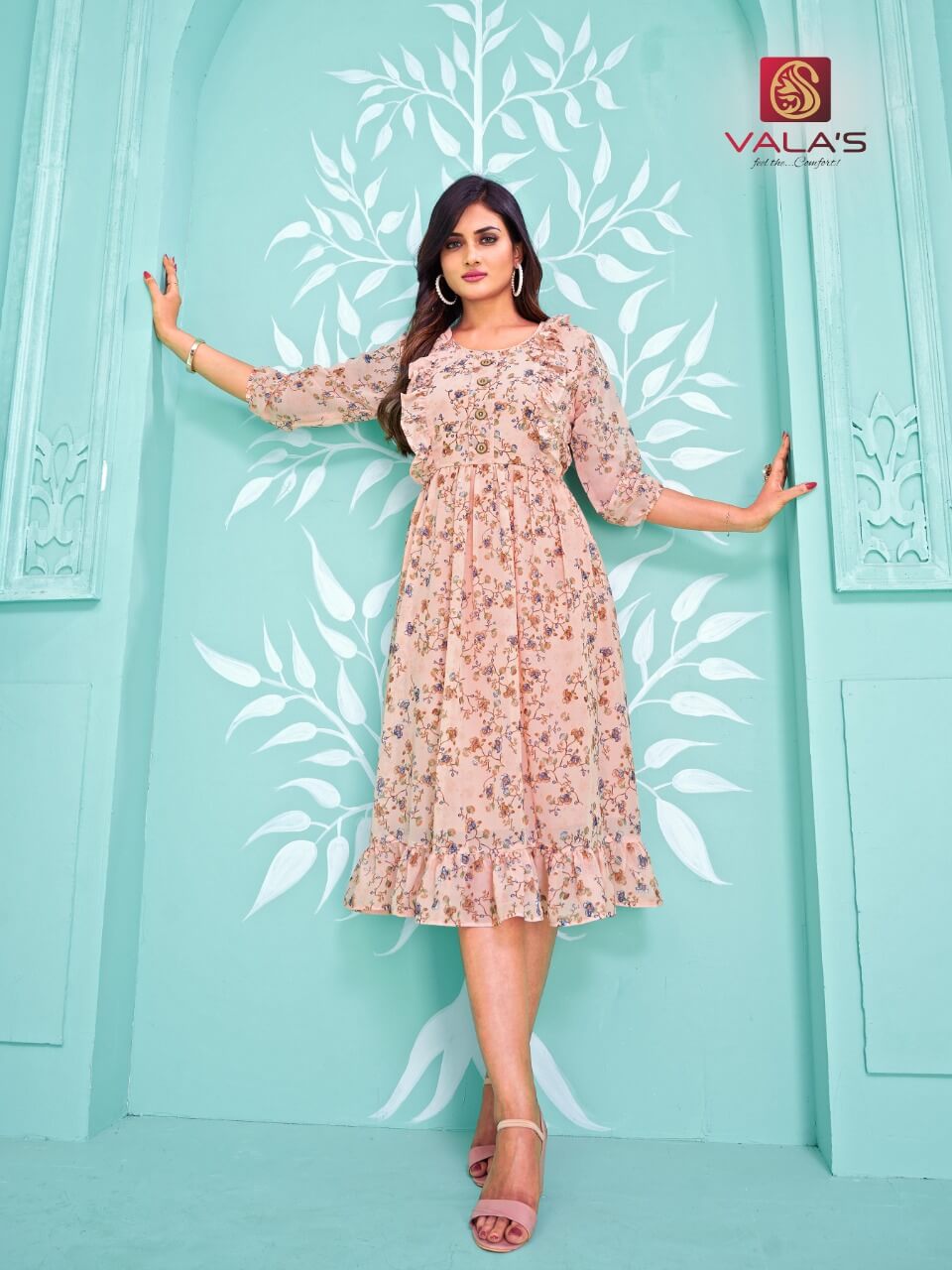 Valas Georgette Pink Colour Single Kurti collection 1