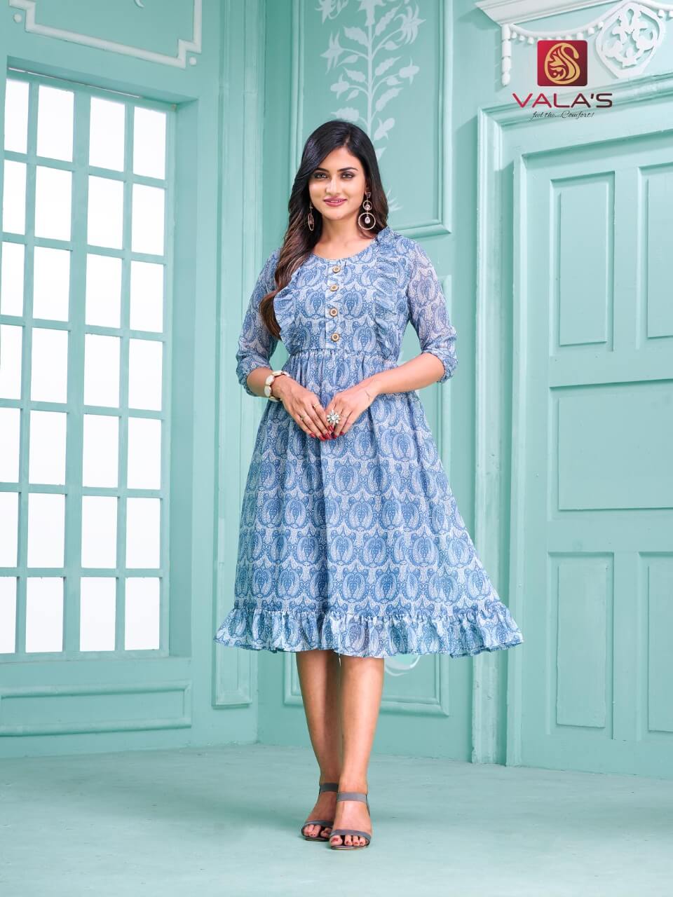 Valas Georgette Sky Blue Single Kurti collection 2