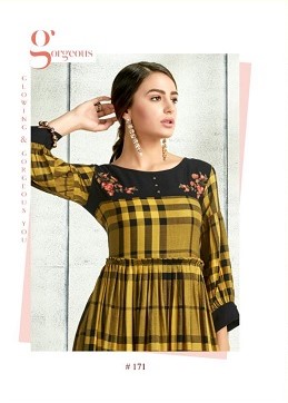 Midiz Yellow One Piece Single Kurtis at Wholesale rate collection 2