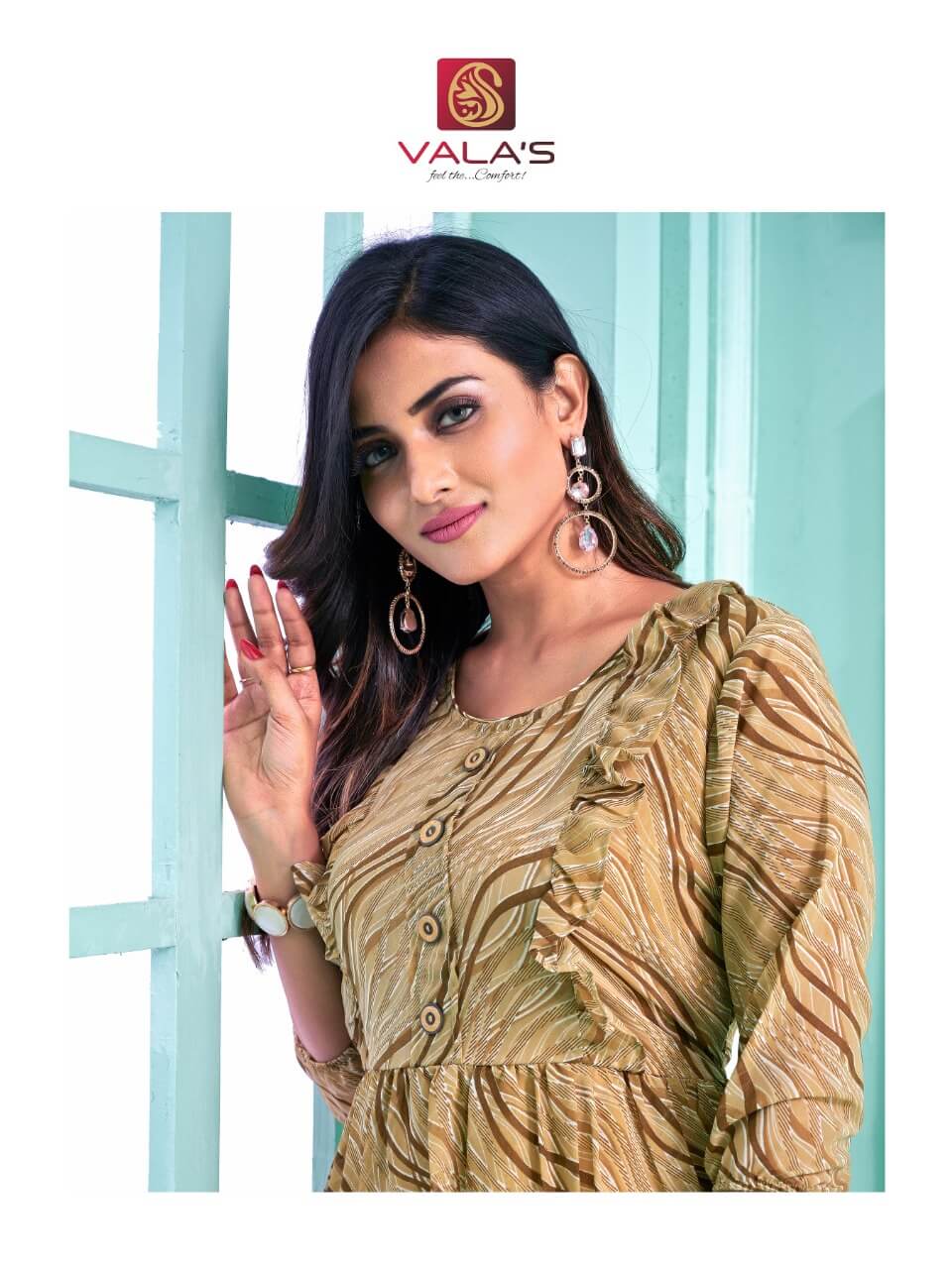 Valas Georgette Beige Colour Single Kurti collection 1