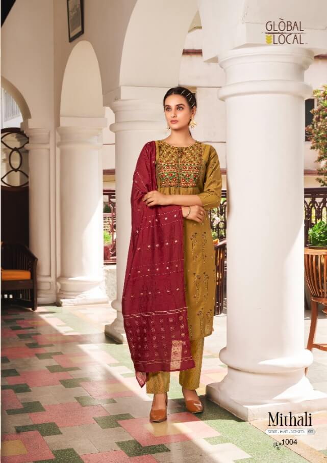 Global Local Mustard Party Wear Single Piece Suit collection 1