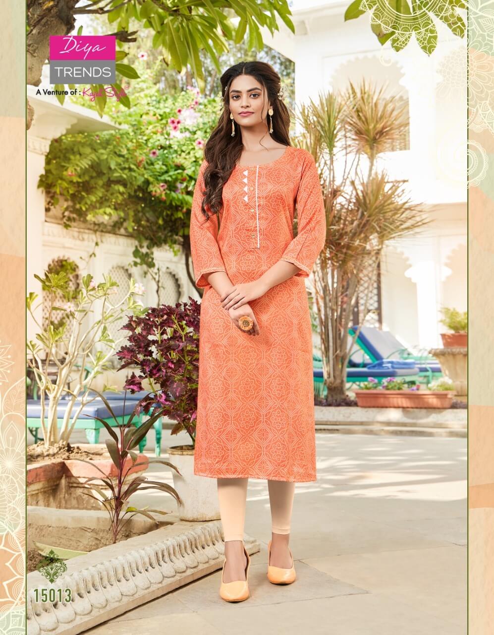 Diya Trends Gardencity vol 15 Straight Cut Kurti Catalog collection 12