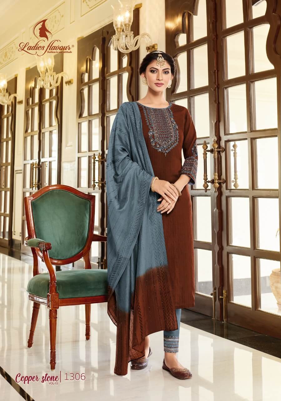 Ladies Flavour Copper Stone vol 13 Salwar Kameez Catalog collection 1