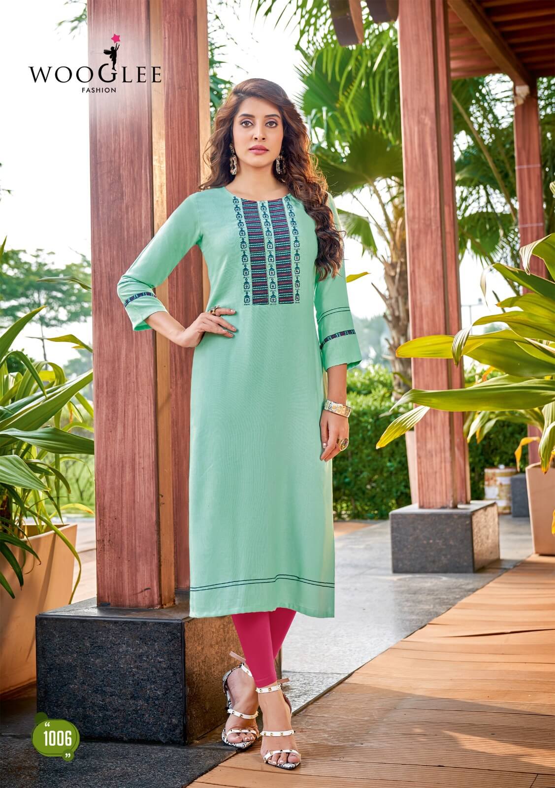 Wooglee Sparkle Rayon Kurti Catalog collection 6