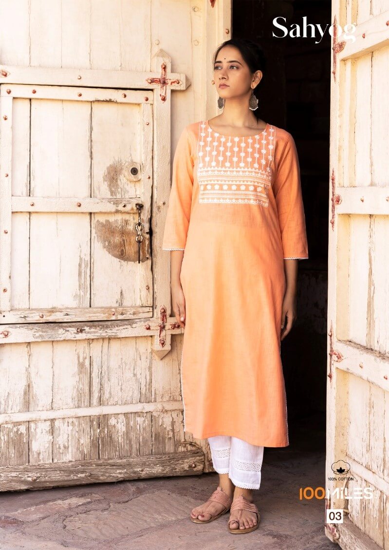 100Miles Sahyog Cotton Kurtis Catalog collection 3