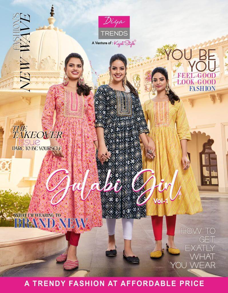 Diya Trends Gulabi Girl vol 1 Naira Cut Kurti Catalog collection 7