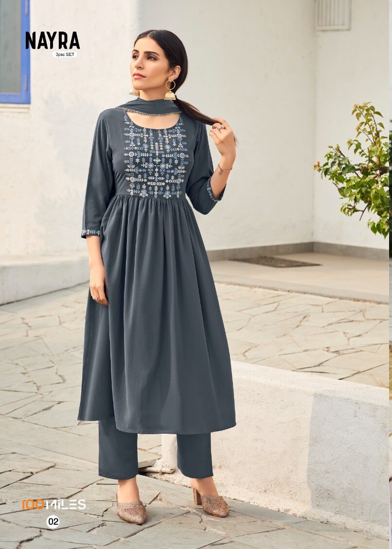 100Miles Nayra Naira Cut Kurti with Pant and Dupatta collection 3