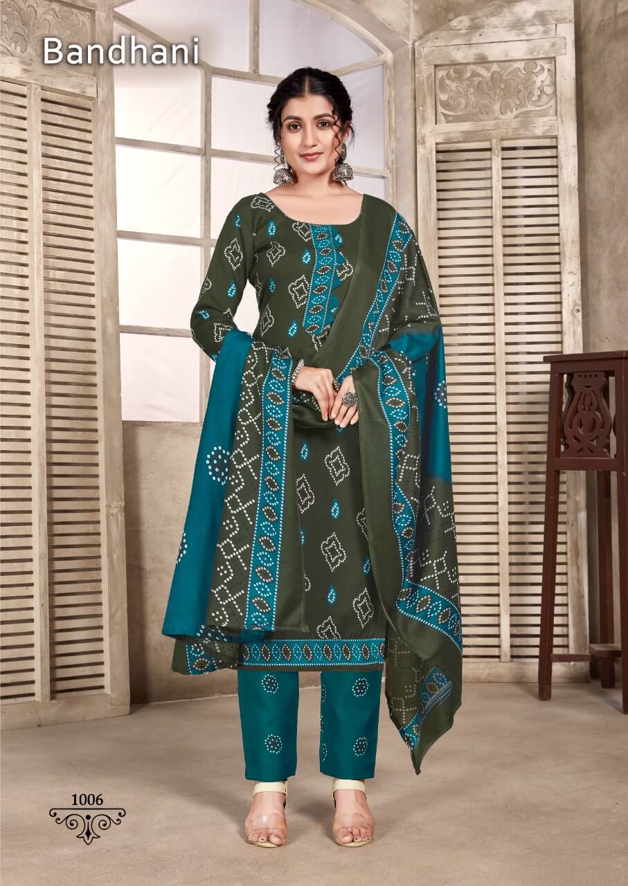 Skt Suits Bandhani Cotton Dress Materials Catalog collection 8