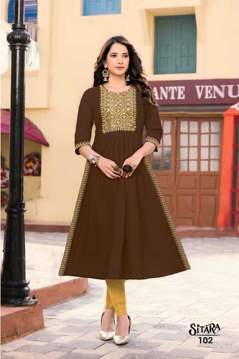 Magnificient Mehndi Heavy Rayon Readymade Kurti