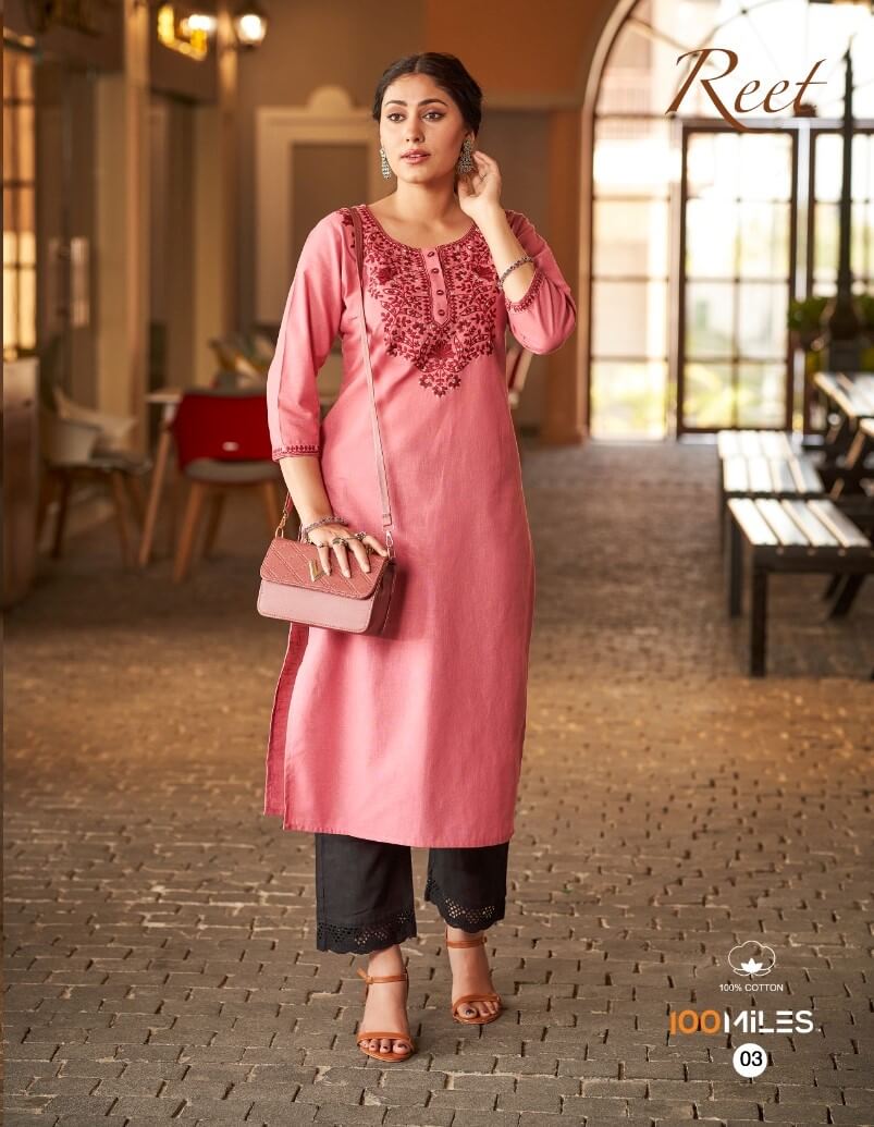 100Miles Reet Cotton Kurtis Catalog collection 1