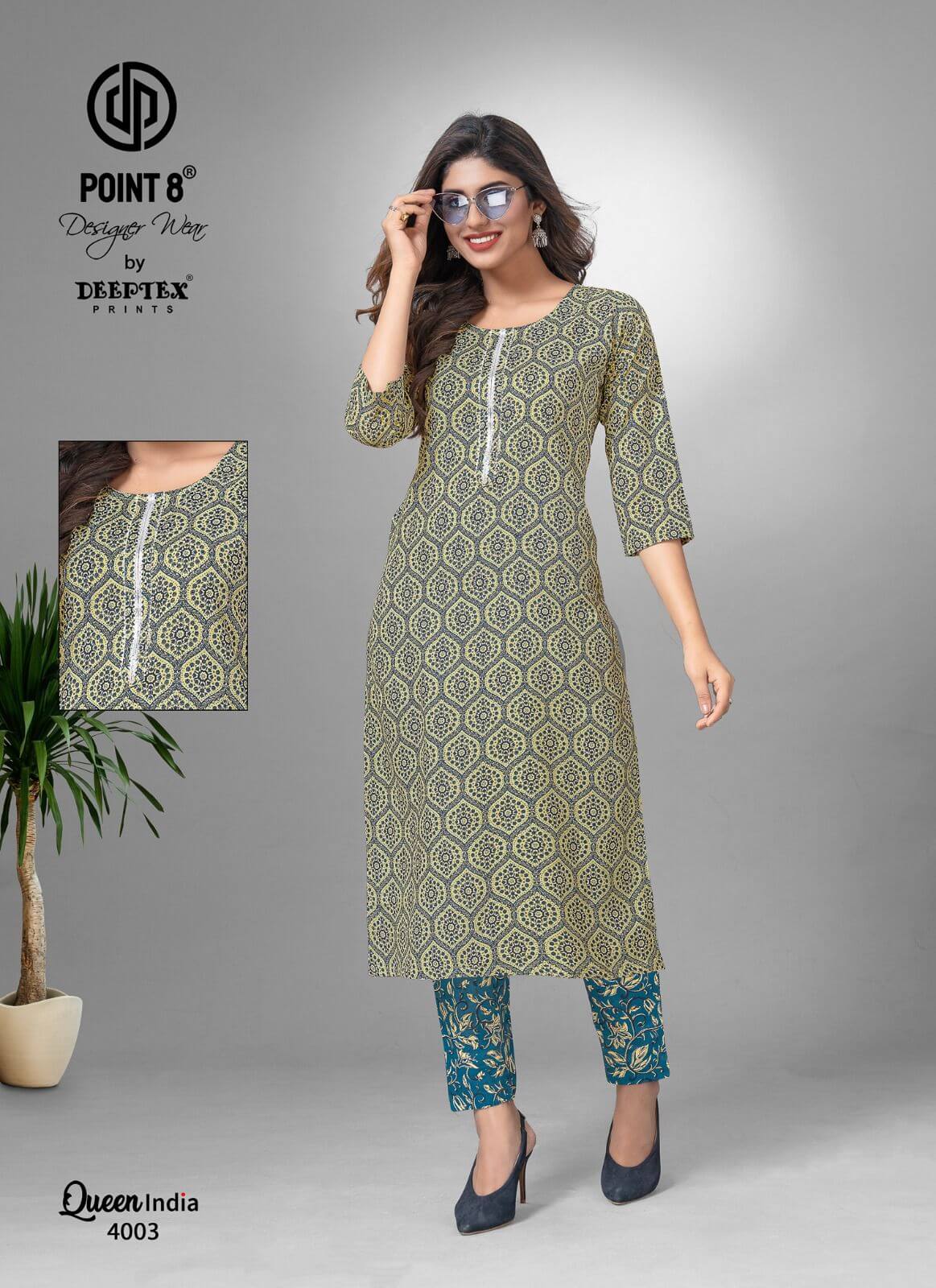 Deeptex Queen India vol 4 Kurtis with Bottom Catalog collection 7