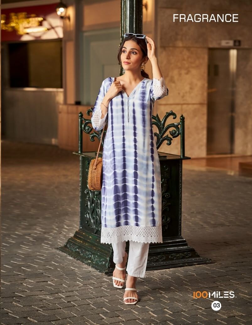 100Miles Fragrance Georgette Kurti Catalog collection 2