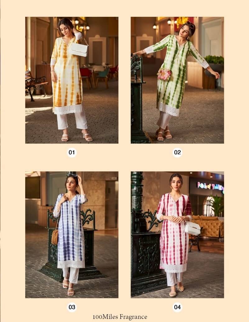 100Miles Fragrance Georgette Kurti Catalog collection 6