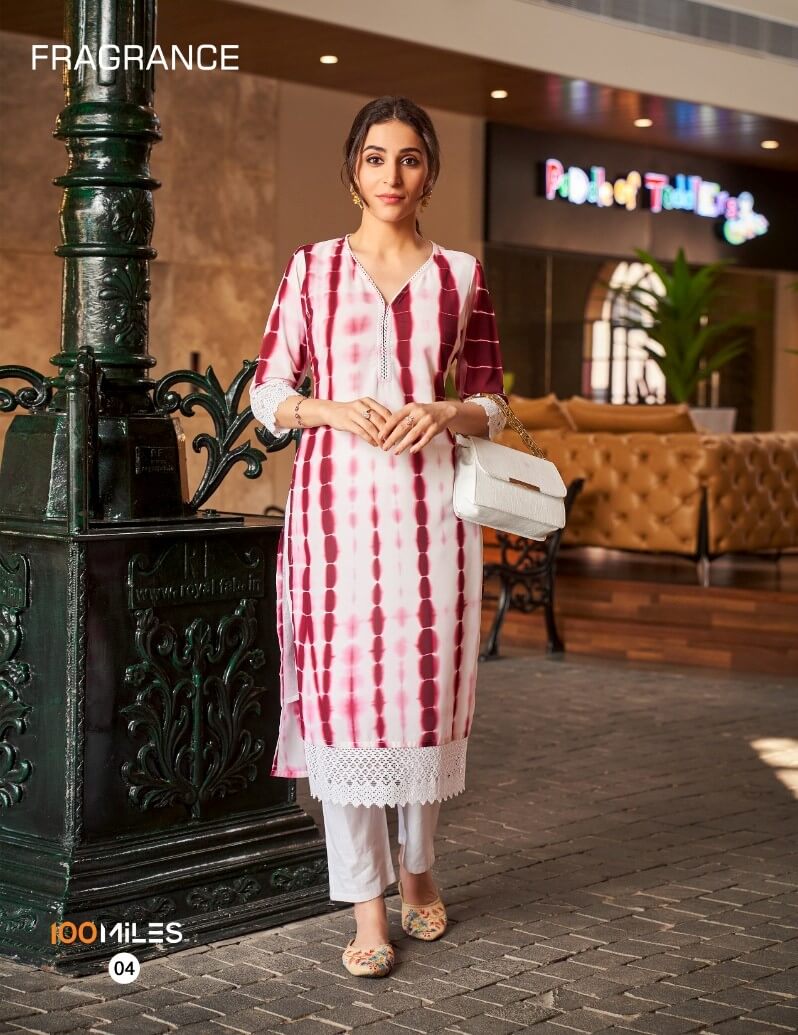 100Miles Fragrance Georgette Kurti Catalog collection 1