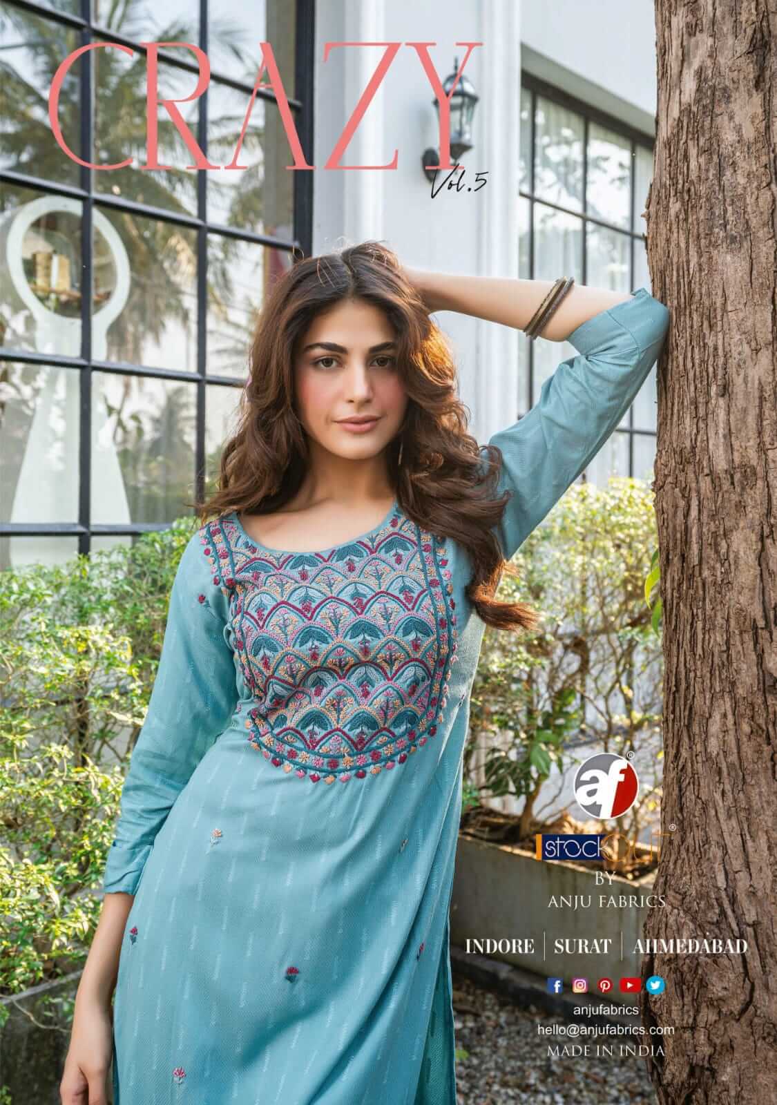 Anju Fabrics Crazy Vol 5 Designer Kurti Wholesale Catalog collection 10