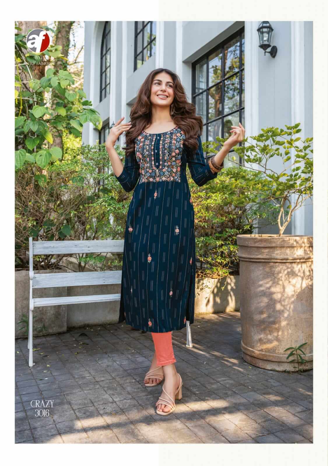 Anju Fabrics Crazy Vol 5 Designer Kurti Wholesale Catalog collection 1