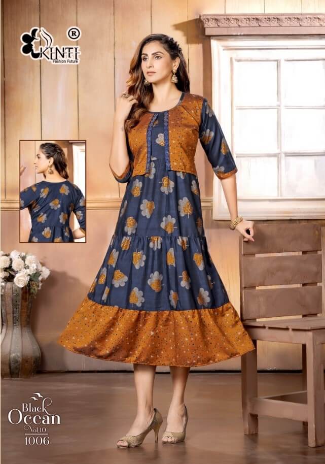 Kinti Black Ocean vol 10 A Line Kurti Catalog collection 1