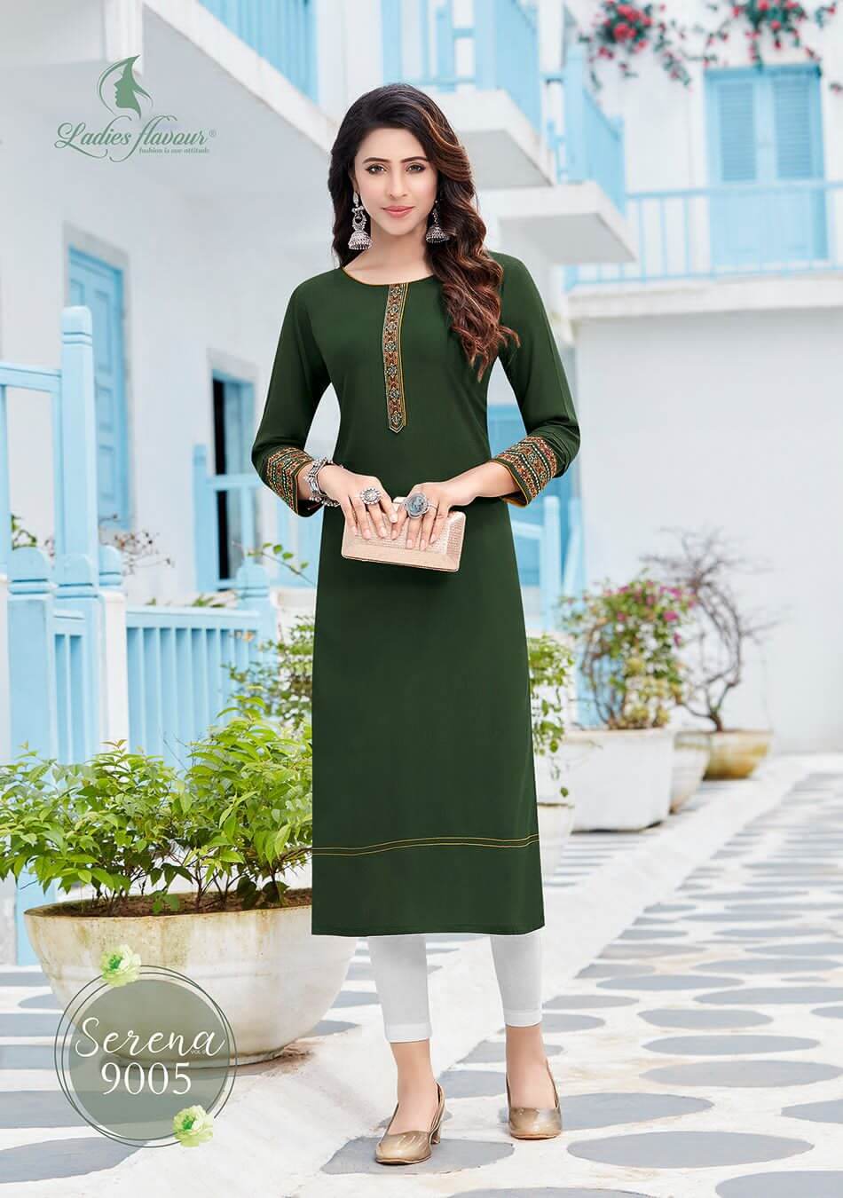 Ladies Flavour Serena Vol 9 Embroidery Kurti Catalog collection 4