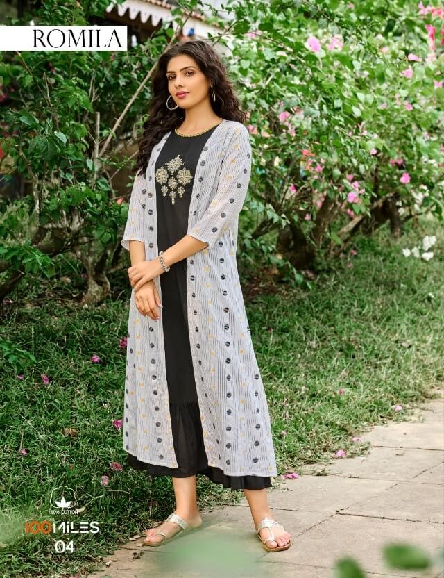 100Miles Romila Cotton Kurtis Catalog collection 1