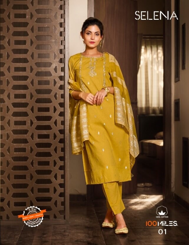 100Miles Selena Embroidery Salwar Kameez Catalog collection 5