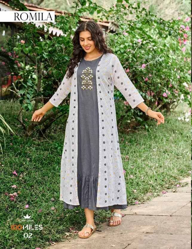 100Miles Romila Cotton Kurtis Catalog collection 7