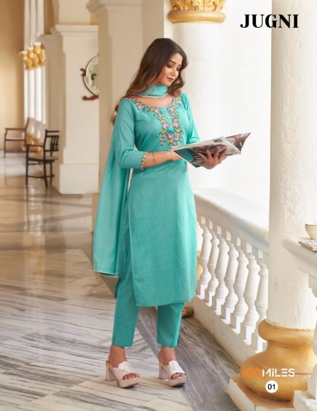 100 Miles Jugni Kurti Pant Dupatta Set Catalog collection 3