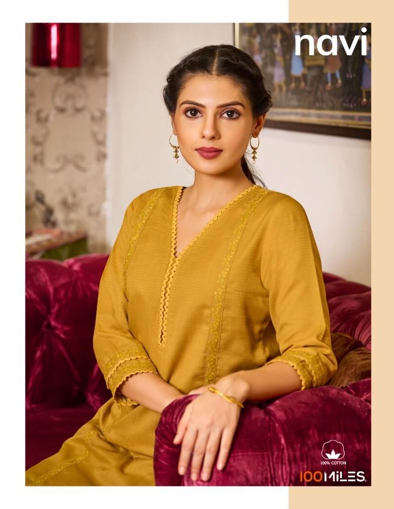 100 Miles Navi Pure Cotton Kurtis Catalog collection 5