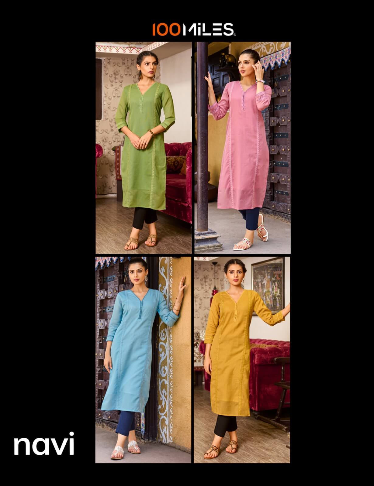 100 Miles Navi Pure Cotton Kurtis Catalog collection 2