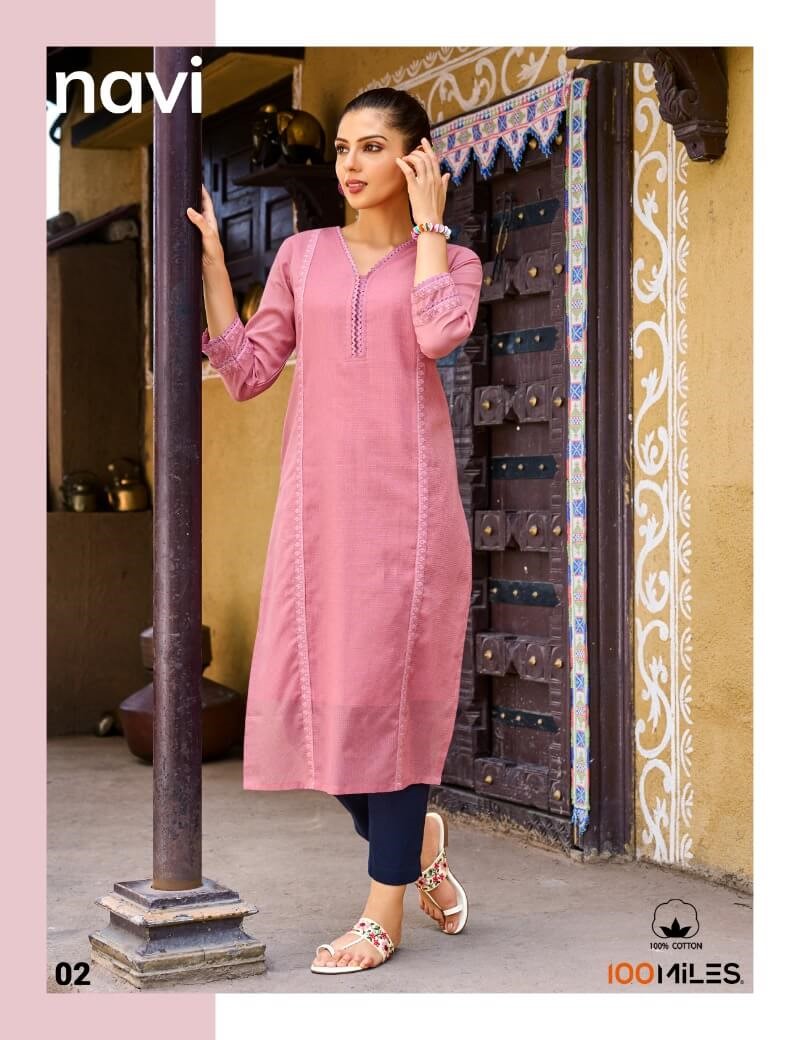 100 Miles Navi Pure Cotton Kurtis Catalog collection 1