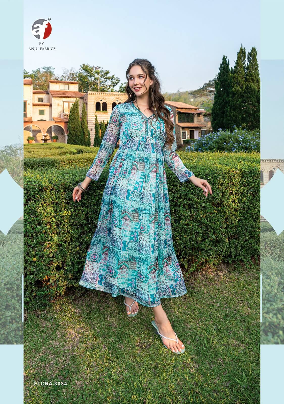 Anju Fabrics Flora vol 2 One Piece Dress Catalog collection 7