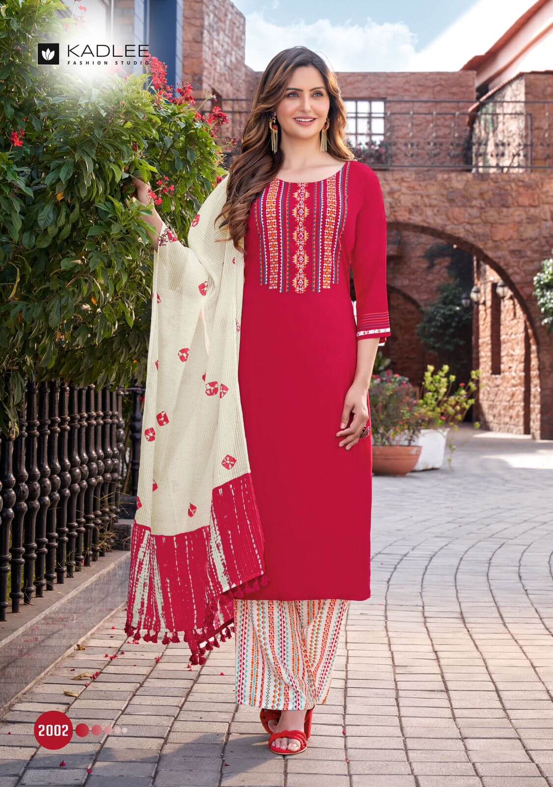 Kadlee Flowery Kurti with Plazzo dupatta catalog collection 1