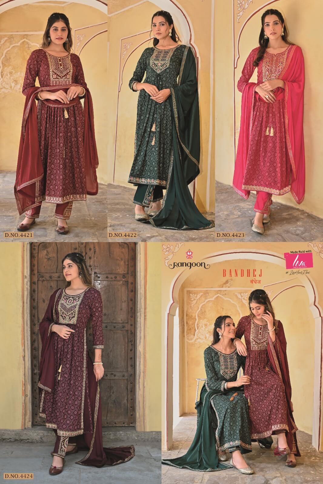 Rangoon Bandhej Naira Cut Readymade Dress collection 5
