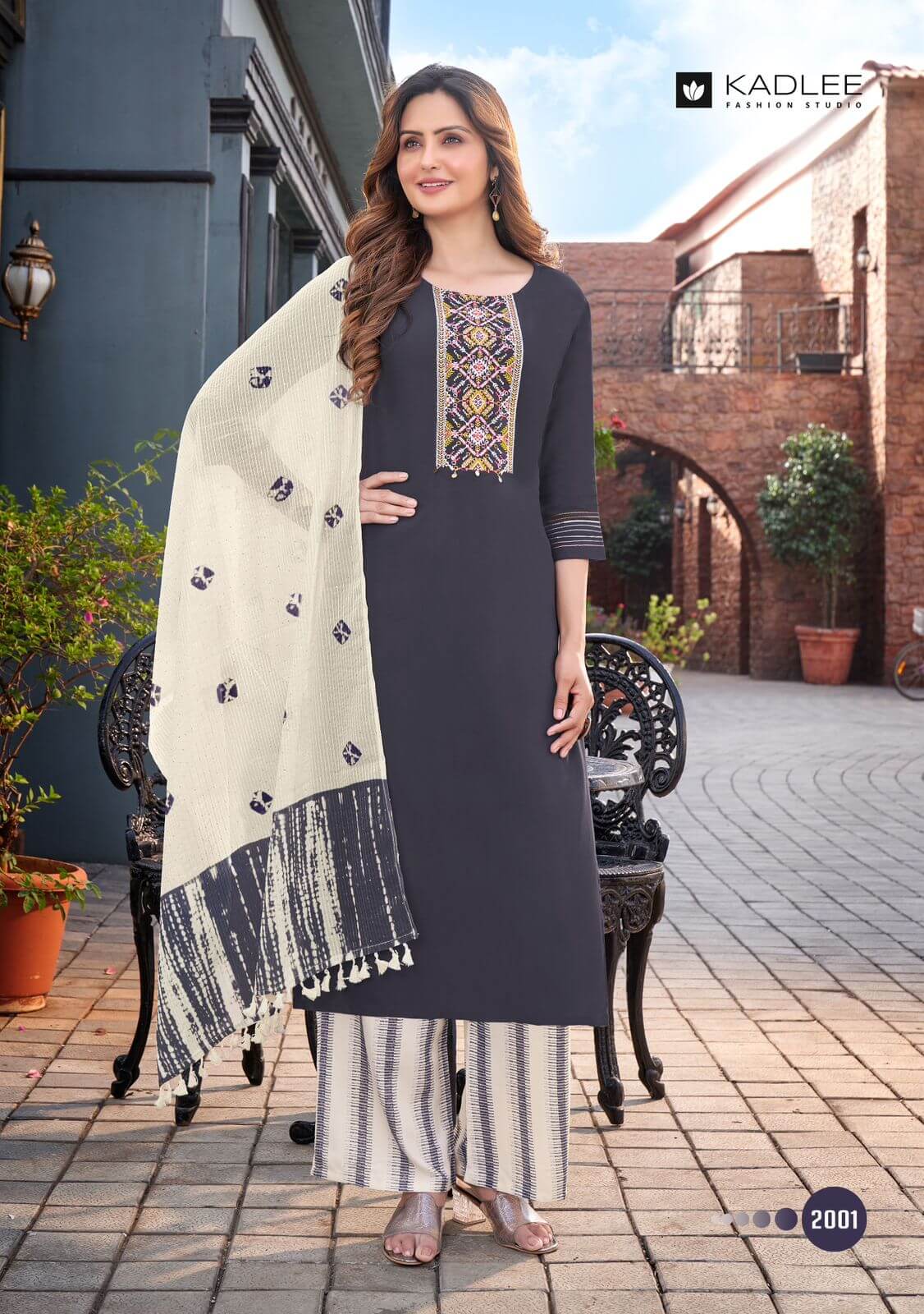 Kadlee Flowery Kurti with Plazzo dupatta catalog collection 4