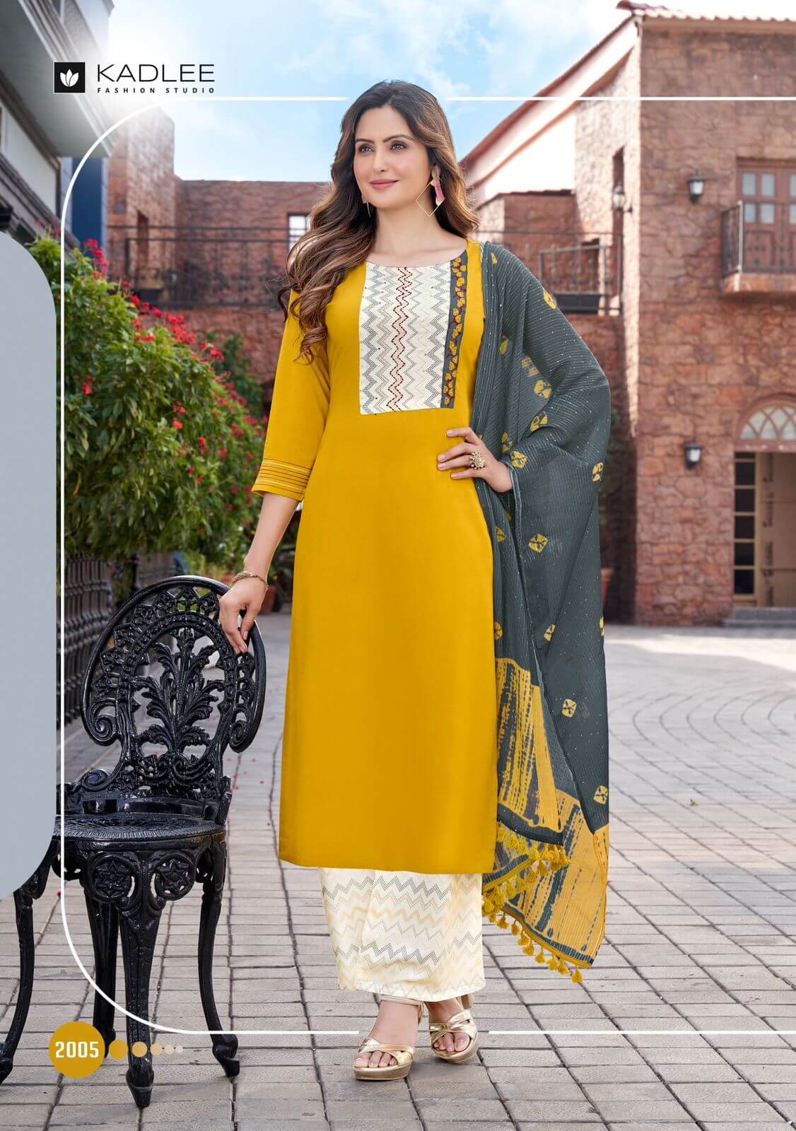 Kadlee Flowery Kurti with Plazzo dupatta catalog collection 2