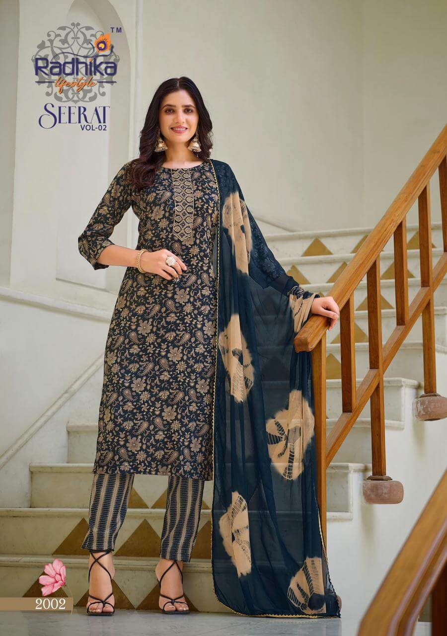 Radhika Life Style Seerat vol 2 Top Pant Dupatta Set collection 8