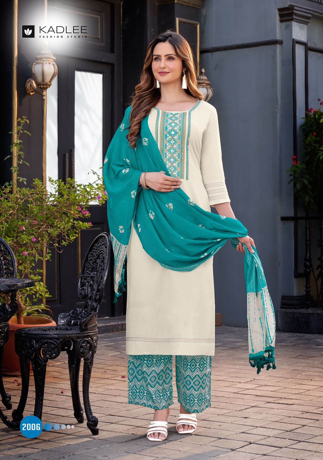 Kadlee Flowery Kurti with Plazzo dupatta catalog collection 6