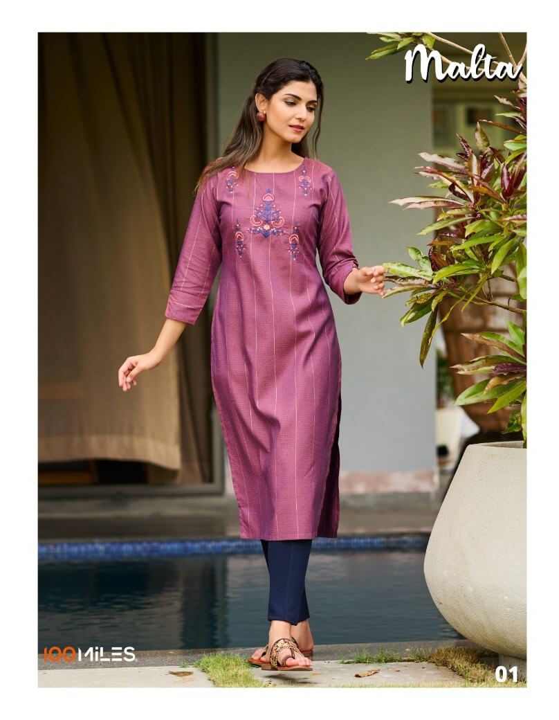 100 Miles Malta Cotton Kurtis Catalog collection 2