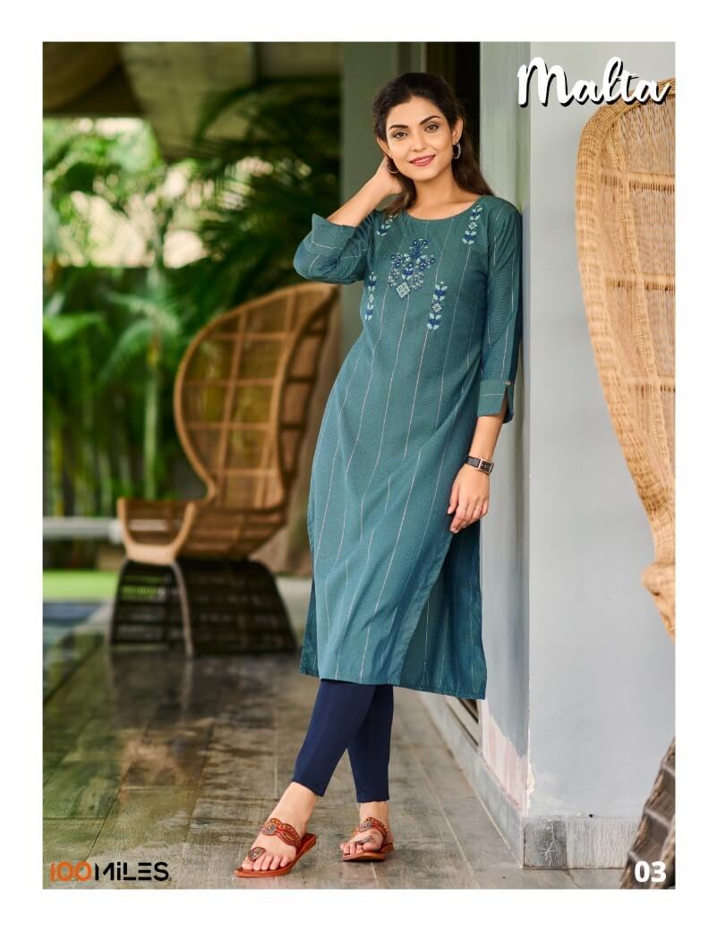 100 Miles Malta Cotton Kurtis Catalog collection 3