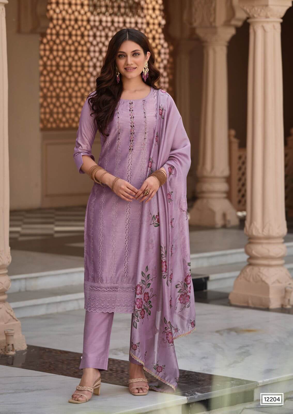 Lily Lali Lucknowi Work Kurti with Pant Dupatta collection 14