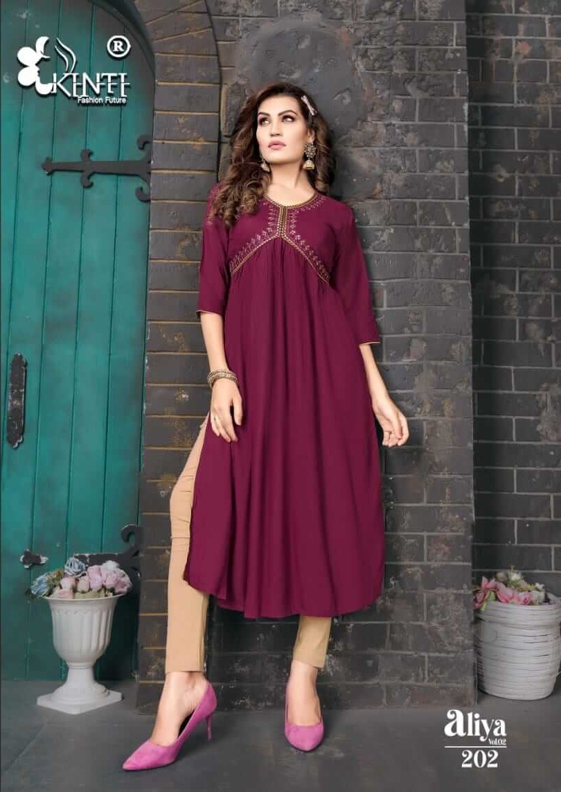 Kinti Aaliya vol 2 Alia Cut Rayon Kurti Catalog collection 9