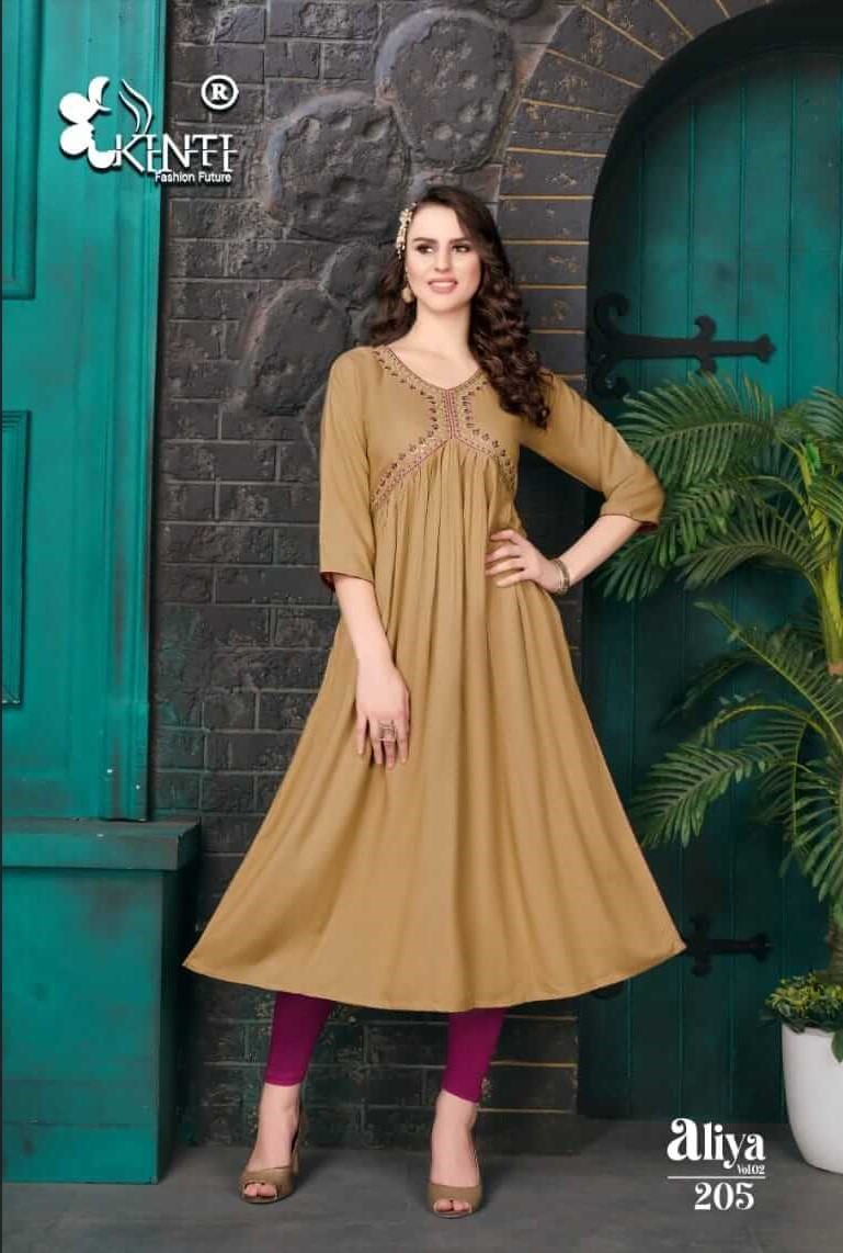 Kinti Aaliya vol 2 Alia Cut Rayon Kurti Catalog collection 1