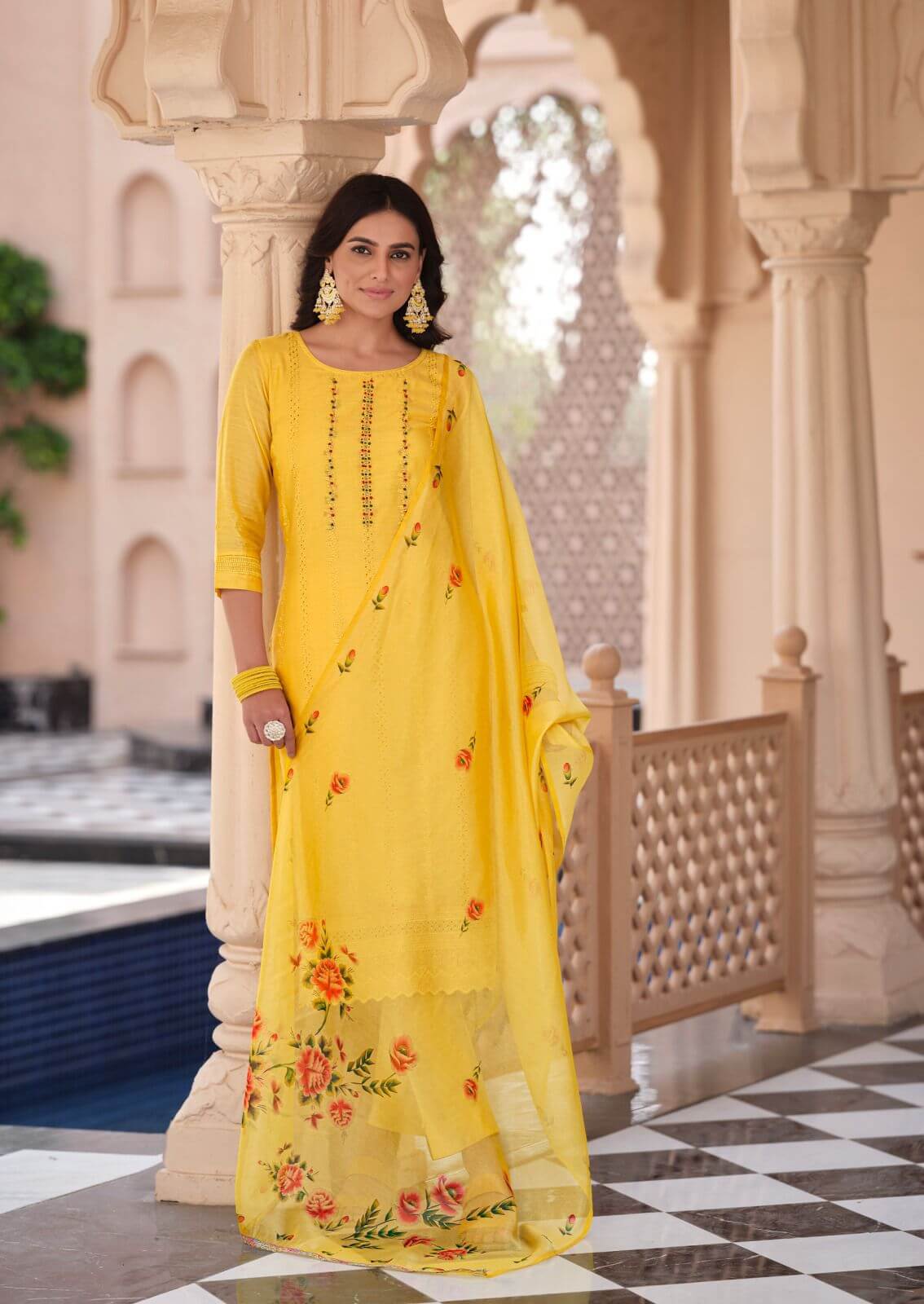 Lily Lali Lucknowi Work Kurti with Pant Dupatta collection 9