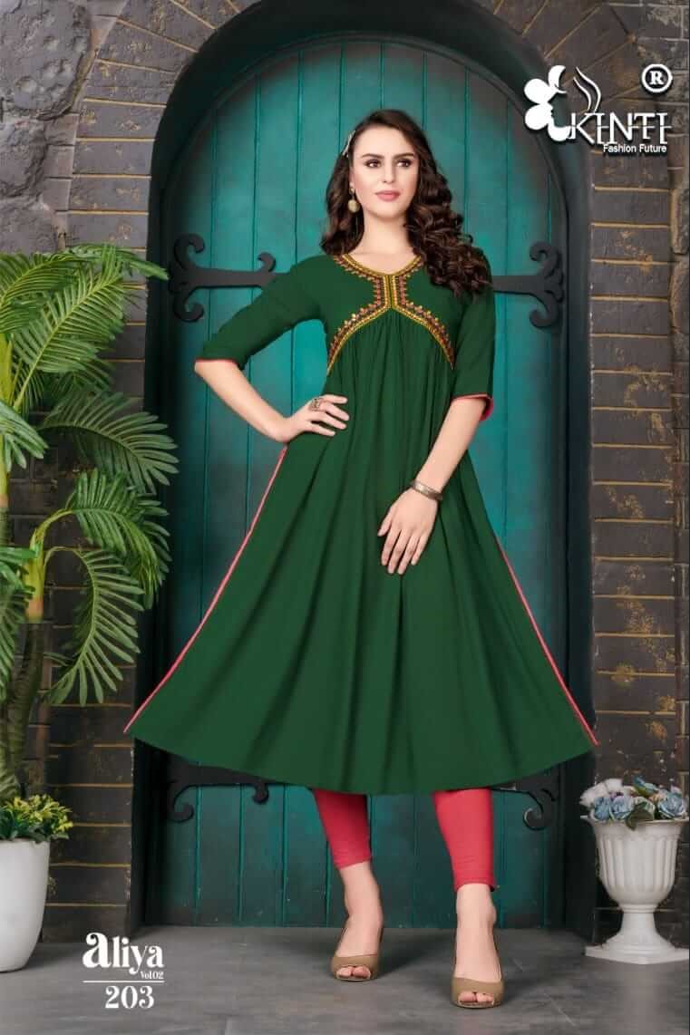 Kinti Aaliya vol 2 Alia Cut Rayon Kurti Catalog collection 8