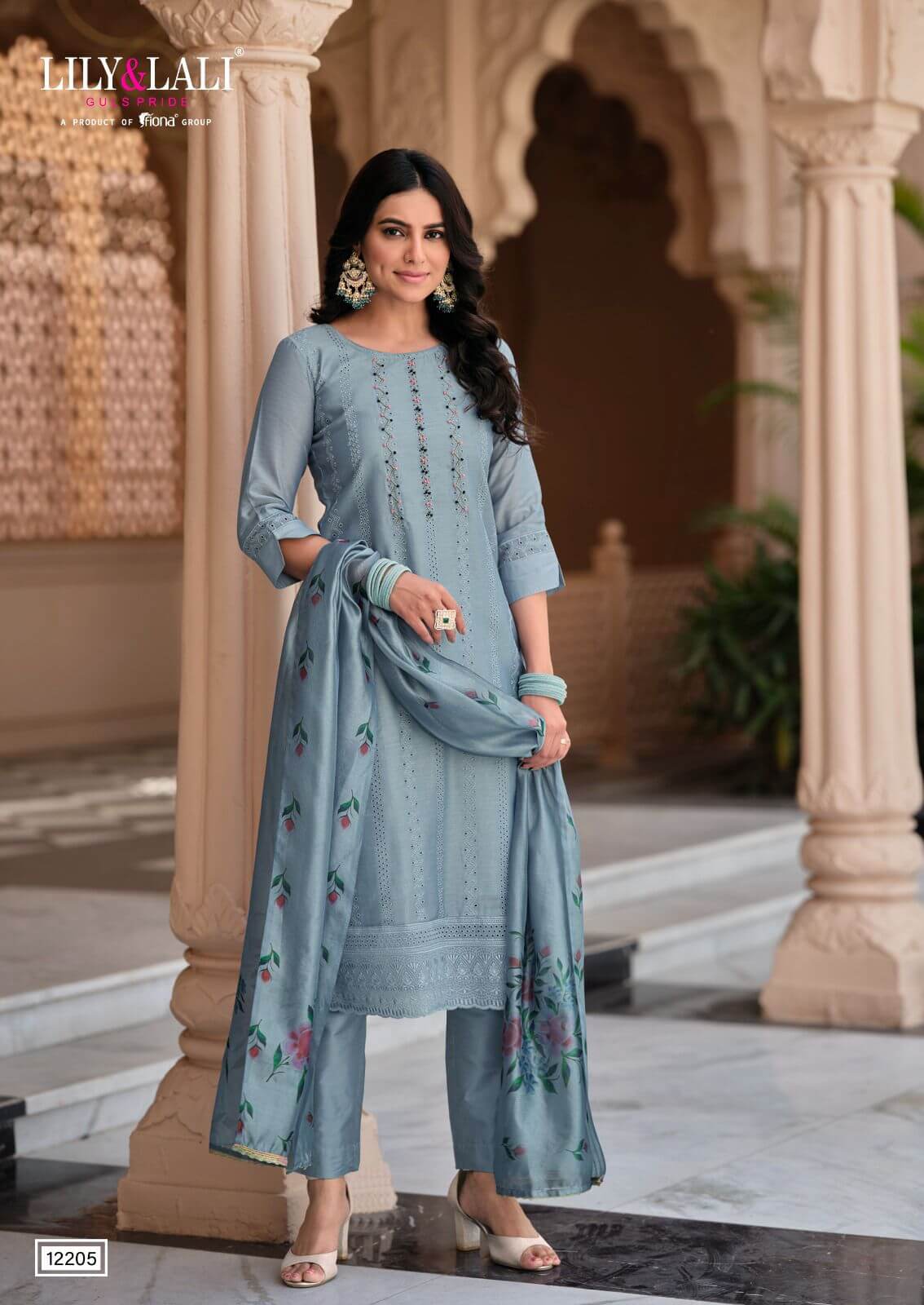 Lily Lali Lucknowi Work Kurti with Pant Dupatta collection 13
