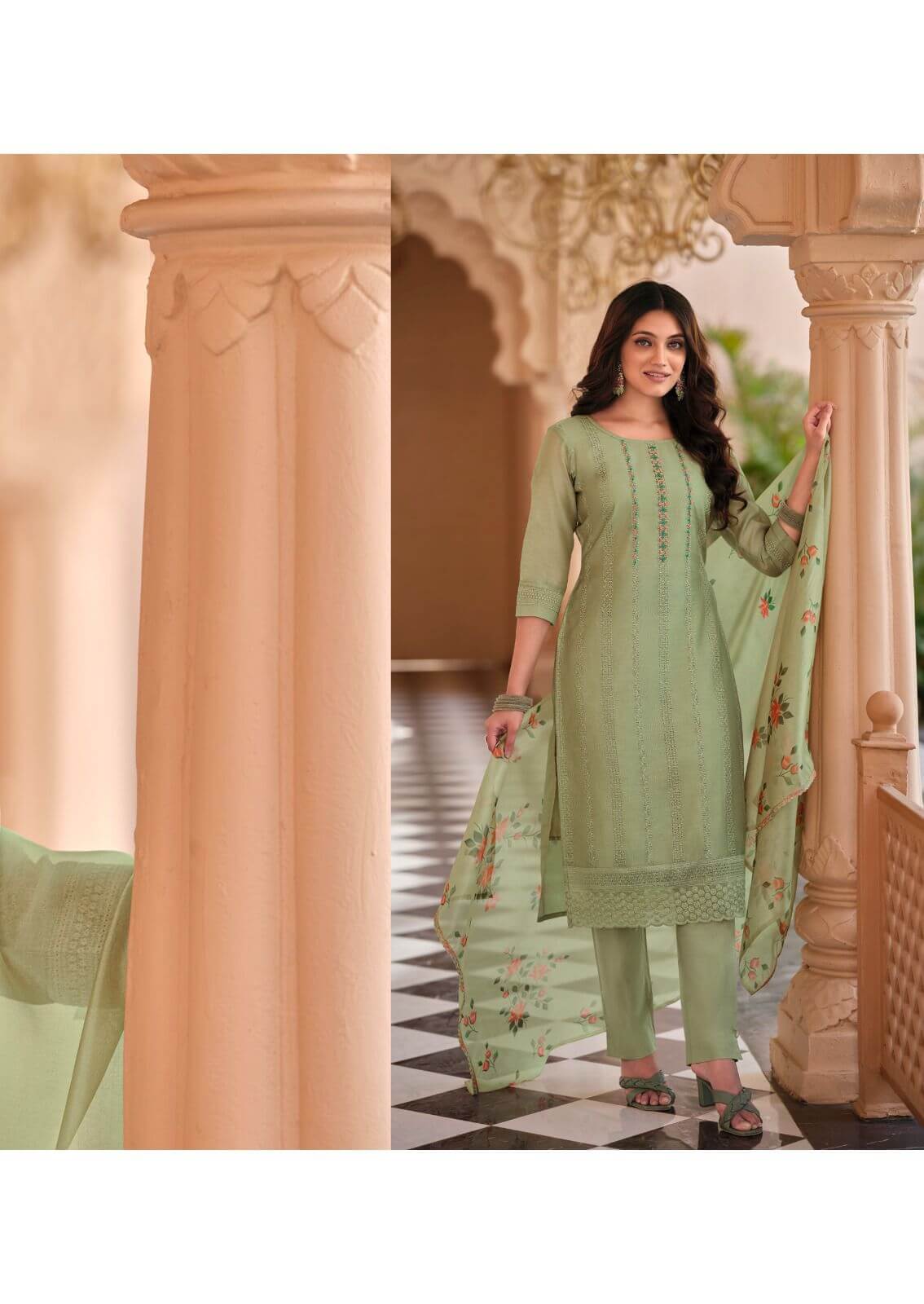Lily Lali Lucknowi Work Kurti with Pant Dupatta collection 10