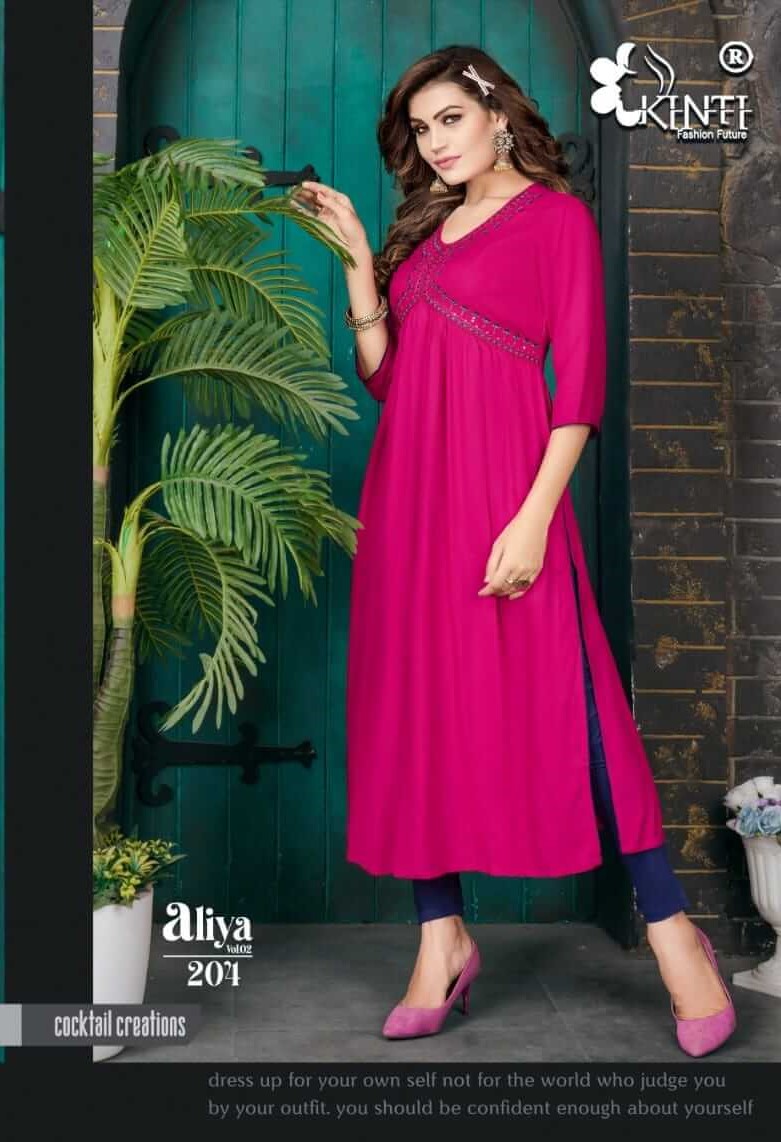 Kinti Aaliya vol 2 Alia Cut Rayon Kurti Catalog collection 5