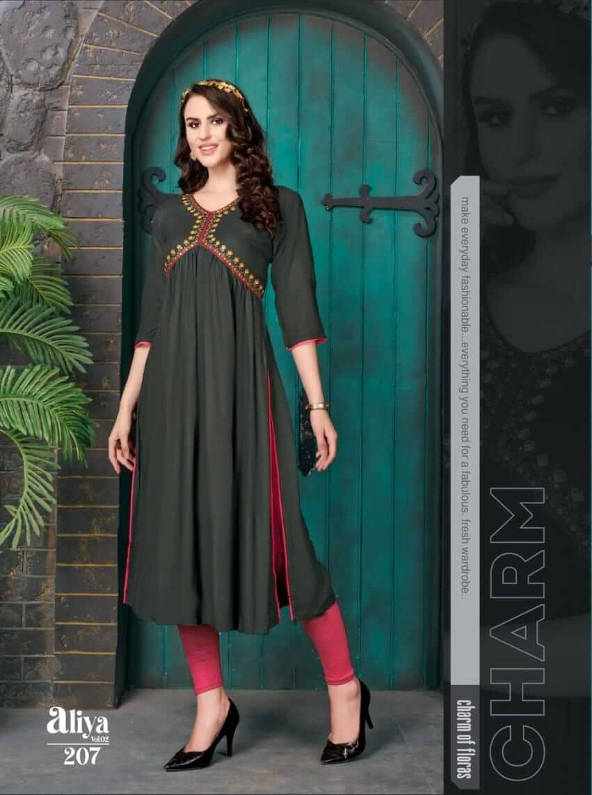 Kinti Aaliya vol 2 Alia Cut Rayon Kurti Catalog collection 7