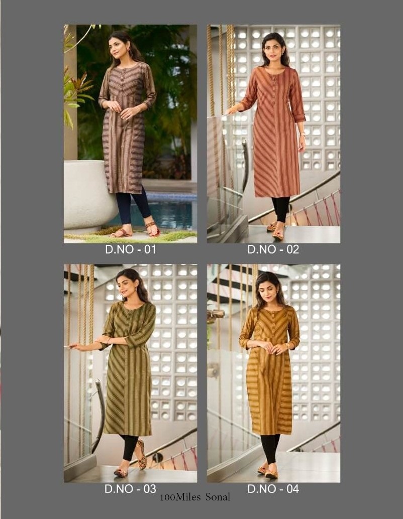 100 Miles Sonal Blended Cotton Kurtis collection 1